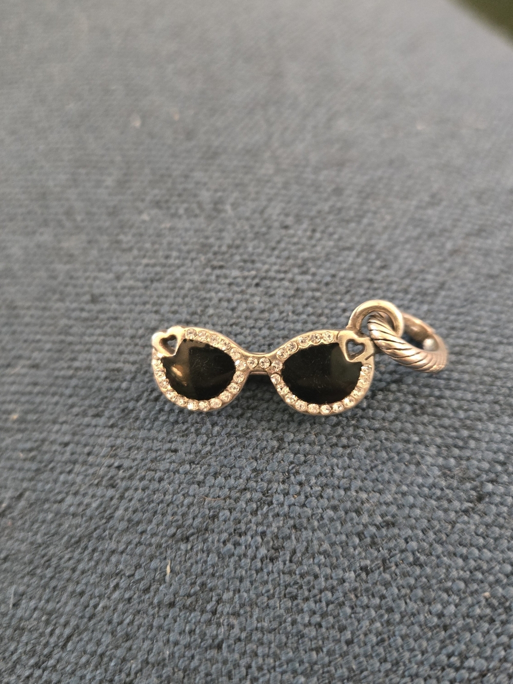 Brighton Silver Sunglasses Charm with Black Enamel and Crystal Accents